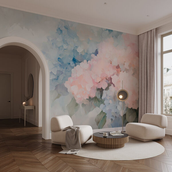 Pittura di fiori su sfondo bianco Carta da parati Pittura di fiori su sfondo bianco