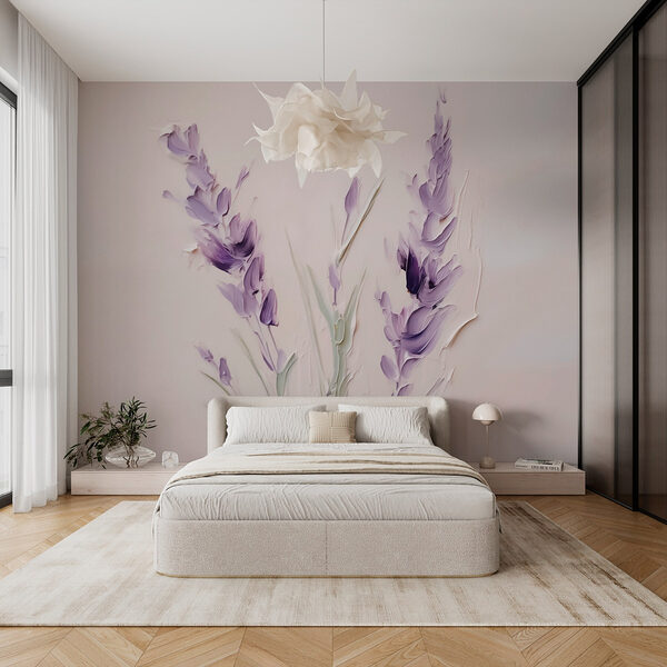 Pittura di fiori viola Carta da parati Pittura di fiori viola