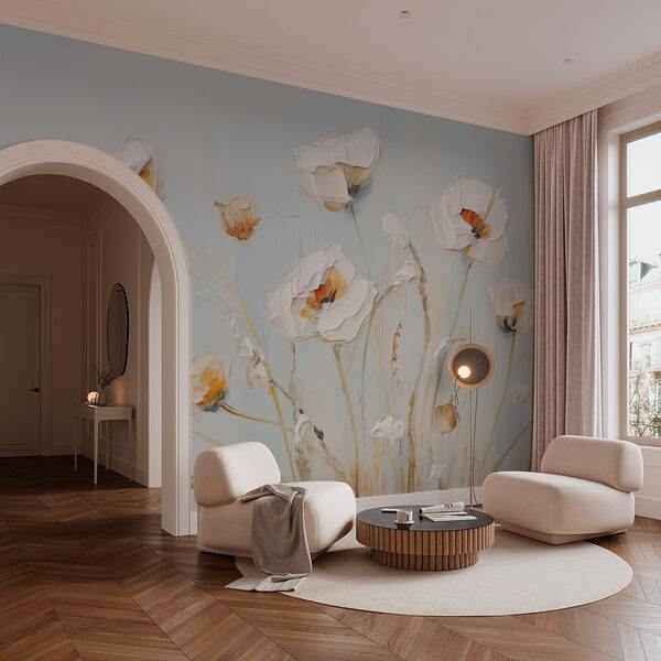 Pittura di fiori su una parete Carta da parati Pittura di fiori su una parete