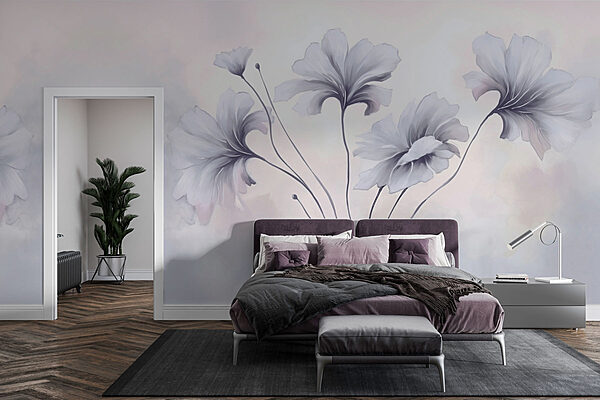 Pittura di fiori su sfondo bianco Carta da parati Pittura di fiori su sfondo bianco