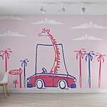 Carta da parati Giraffa in auto