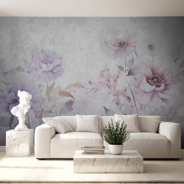 Pittura di fiori su sfondo bianco Carta da parati Pittura di fiori su sfondo bianco