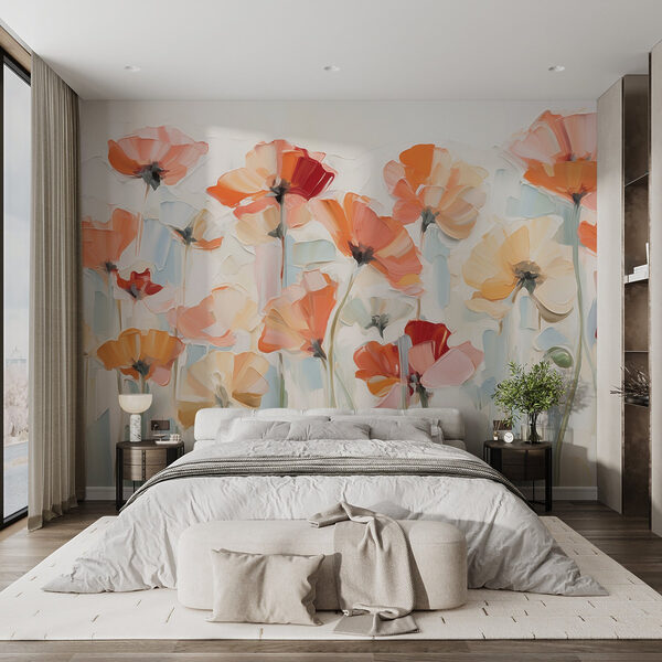 Pittura di fiori su sfondo bianco Carta da parati Pittura di fiori su sfondo bianco