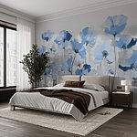 Carta da parati Pittura di fiori blu