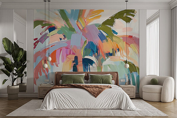 Pittura di una palma Carta da parati Pittura di una palma
