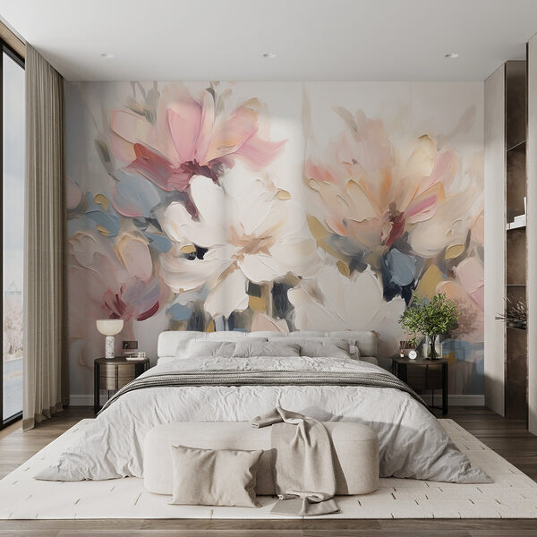 Pittura di fiori su una superficie bianca Carta da parati Pittura di fiori su una superficie bianca