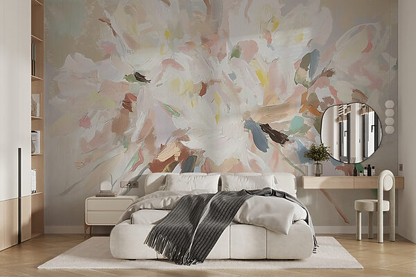 Pittura di fiori su una superficie bianca Carta da parati Pittura di fiori su una superficie bianca