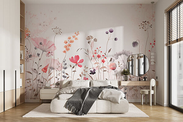Pittura di fiori e piante Carta da parati Pittura di fiori e piante