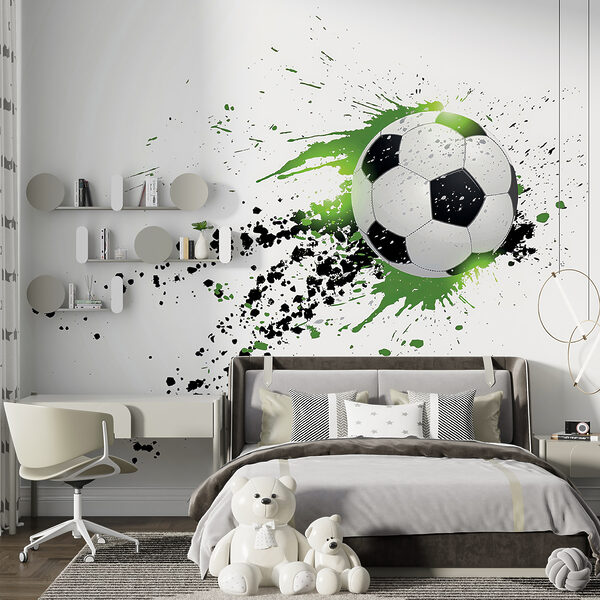 Pallone da calcio con schizzi artistici Carta da parati murale Pallone da calcio con schizzi artistici