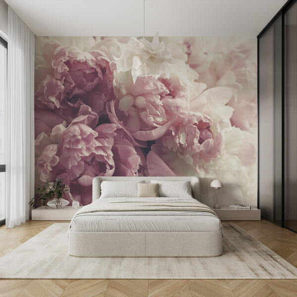 Carta da parati murale Mazzo di fiori bianchi e rosa