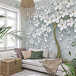 Carta da parati murale Eleganti fiori bianchi su rami tortuosi