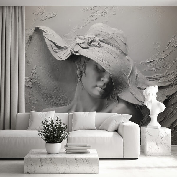 Scultura di donna con cappello Carta da parati murale Scultura di donna con cappello