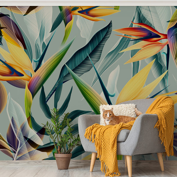 Carta da parati murale Design artistico degli Uccelli del Paradiso