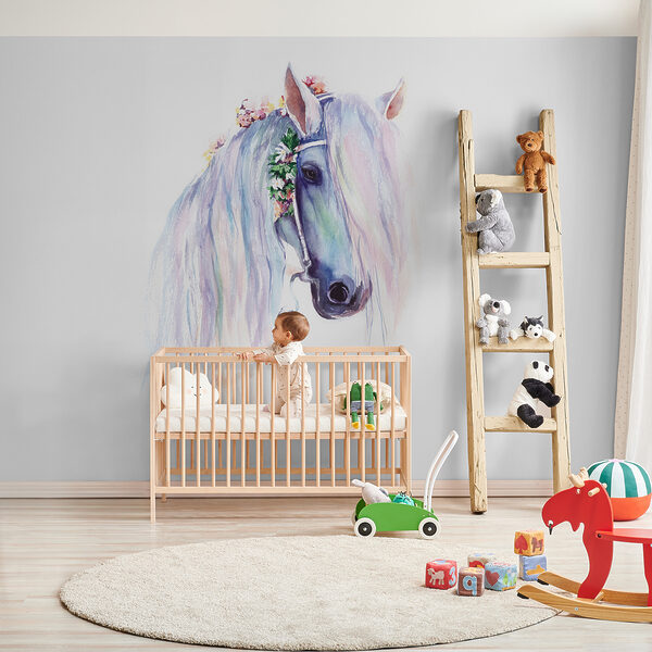 Carta da parati murale Maestoso cavallo ornato di fiori