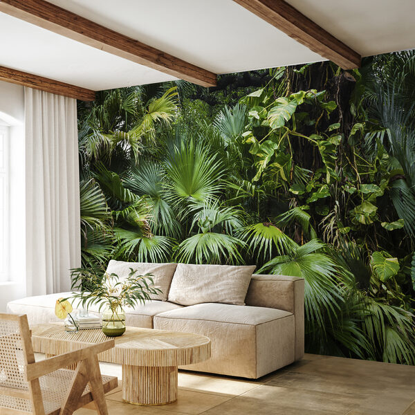 Carta da parati murale Scena di verde lussureggiante della foresta tropicale