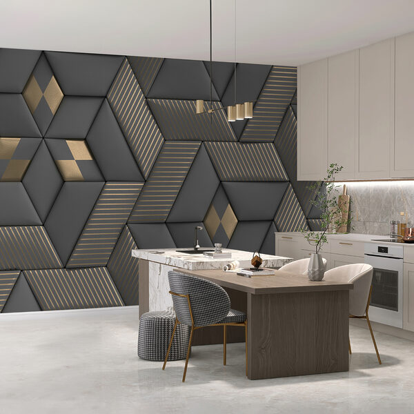 Carta da parati murale Strisce metalliche su texture geometriche