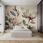 Carta da parati murale La magnolia fiorisce con leggiadra eleganza