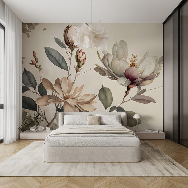 La magnolia fiorisce con leggiadra eleganza Carta da parati murale La magnolia fiorisce con leggiadra eleganza