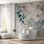 Carta da parati murale Eleganza floreale in tonalità acquerello