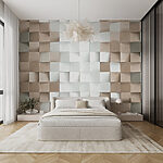 Carta da parati Motivo strutturato in beige e bianco