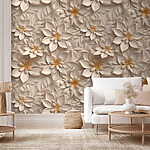 Carta da parati murale Intricato motivo floreale in beige