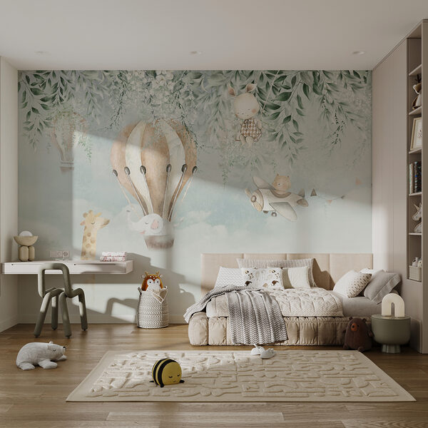 Pittura di un coniglio su un'altalena Carta da parati Pittura di un coniglio su un'altalena