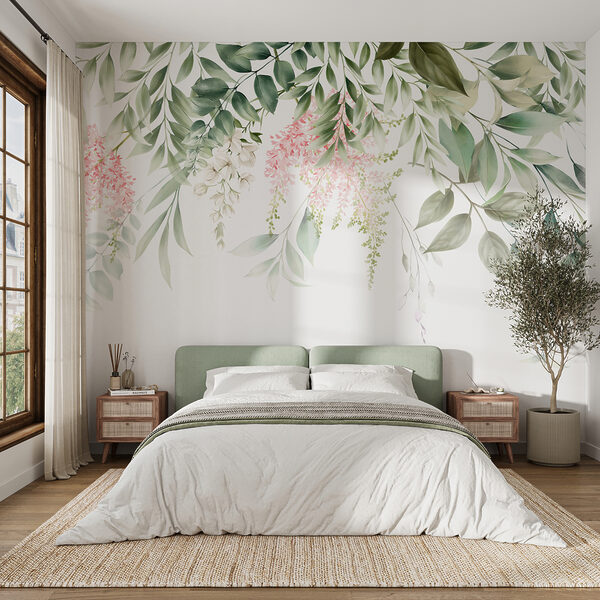 Carta da parati murale Elegante design floreale con tonalità pastello