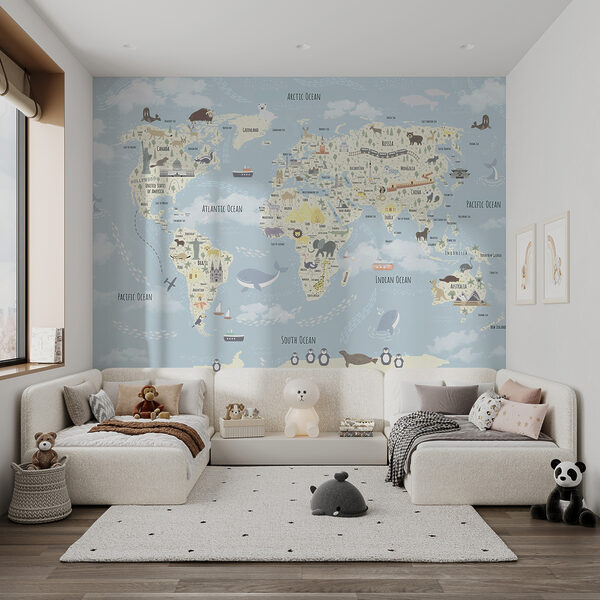 Carta da parati murale Mappa del mondo (COD: u96587) Carta da parati murale Carta da parati murale Mappa del mondo (COD: u96587)