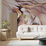 Carta da parati murale Marmo vorticoso con accenti metallici