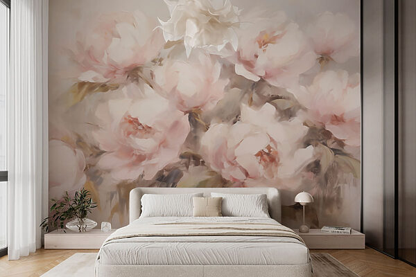 Pittura di fiori su sfondo bianco Carta da parati Pittura di fiori su sfondo bianco