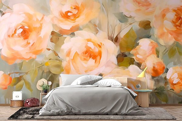 Pittura di fiori su una superficie bianca Carta da parati Pittura di fiori su una superficie bianca