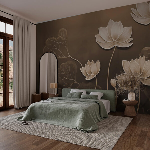 Delicate fioriture su uno sfondo tenue Carta da parati Delicate fioriture su uno sfondo tenue