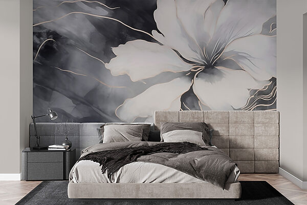 Fiore bianco su sfondo bianco e nero Carta da parati Fiore bianco su sfondo bianco e nero