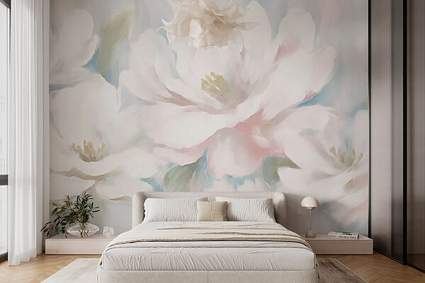 Pittura di fiori bianchi Carta da parati Pittura di fiori bianchi