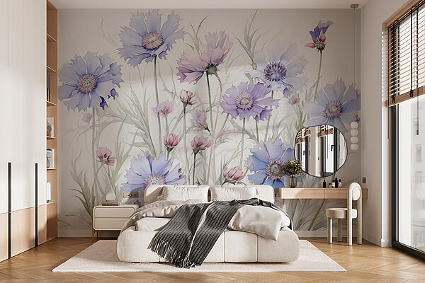 Pittura di fiori su sfondo bianco Carta da parati Pittura di fiori su sfondo bianco