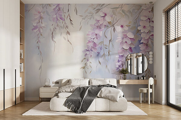 Pittura di fiori su un ramo Carta da parati Pittura di fiori su un ramo
