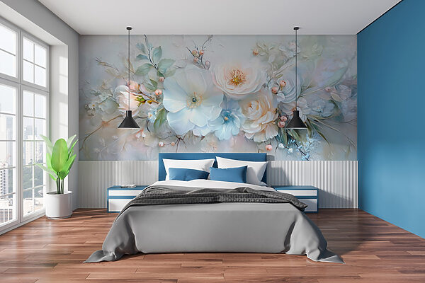 Pittura di fiori e foglie Carta da parati Pittura di fiori e foglie