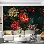 Carta da parati Pittura di fiori su sfondo scuro