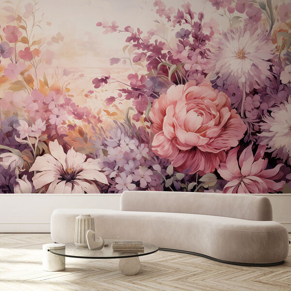 Pittura di fiori e foglie Carta da parati Pittura di fiori e foglie