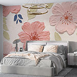 Carta da parati Muro con fiori e foglie