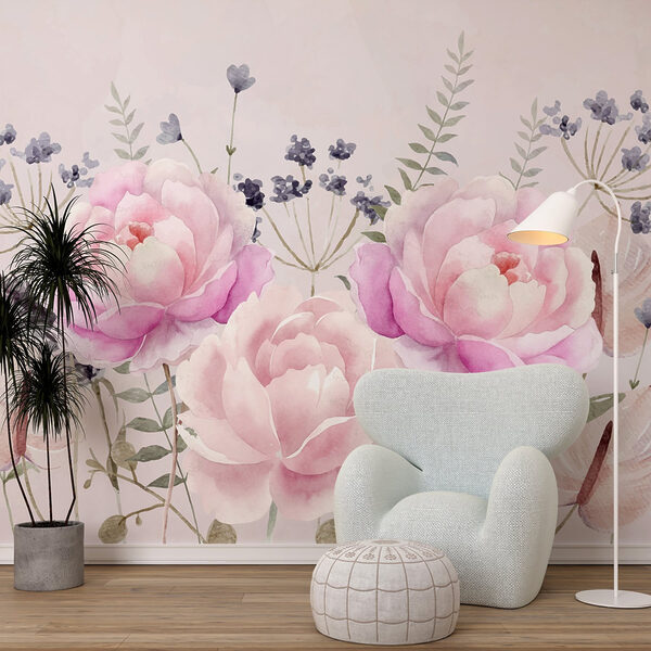 Pittura ad acquerello di fiori Carta da parati Pittura ad acquerello di fiori