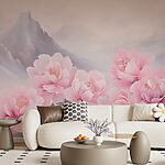 Carta da parati Pittura di fiori rosa