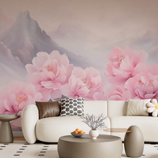 Pittura di fiori rosa Carta da parati Pittura di fiori rosa