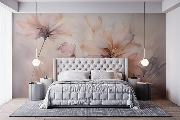 Pittura di fiori su sfondo bianco Carta da parati Pittura di fiori su sfondo bianco