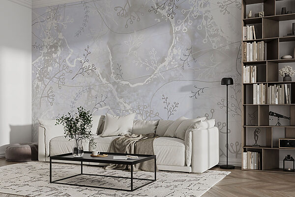 Sfondo bianco e grigio con disegni floreali bianchi e grigi Carta da parati Sfondo bianco e grigio con disegni floreali bianchi e grigi