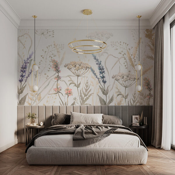 Acquerello di fiori e piante Carta da parati Acquerello di fiori e piante