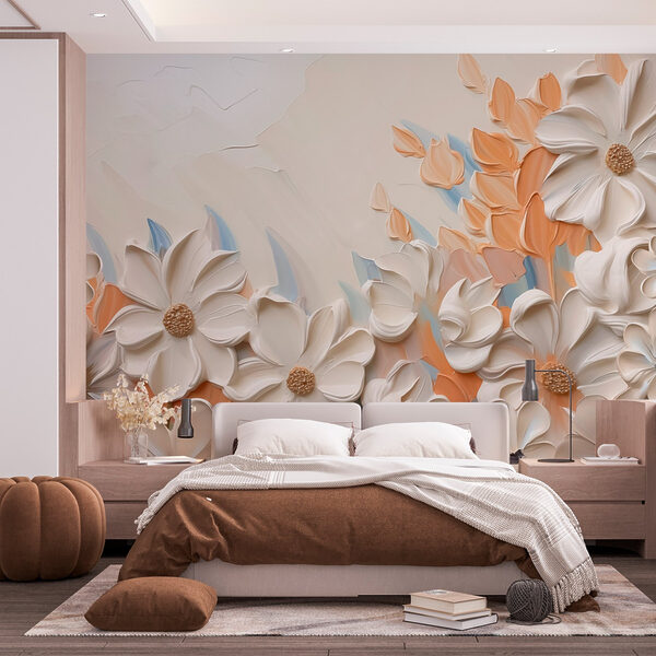 Pittura di fiori su una parete Carta da parati Pittura di fiori su una parete