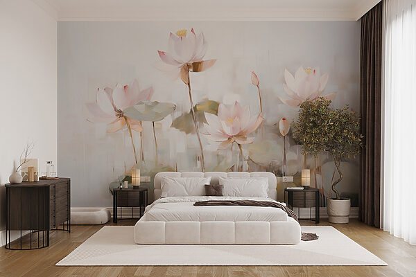 Pittura di fiori e foglie Carta da parati Pittura di fiori e foglie