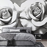 Carta da parati Eleganti rose dai toni tenui del bianco