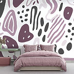 Carta da parati Motivo di forme viola e nere